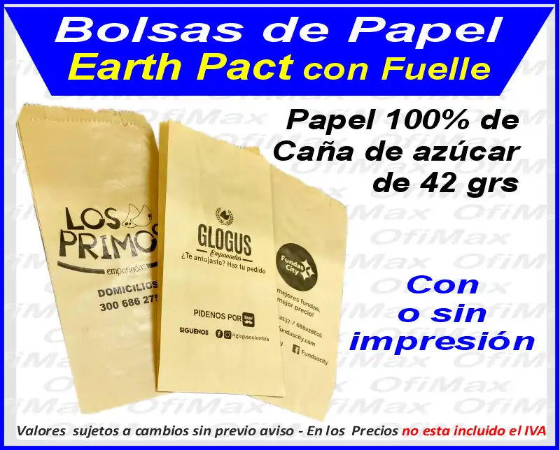 bolsa de papel earth pack con fuelle, bogota, colombia